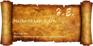 Halbritter Edit névjegykártya